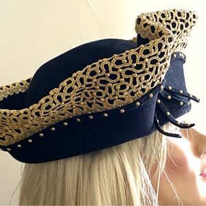 Vintage Jack McConnell Hat, Black and Gold